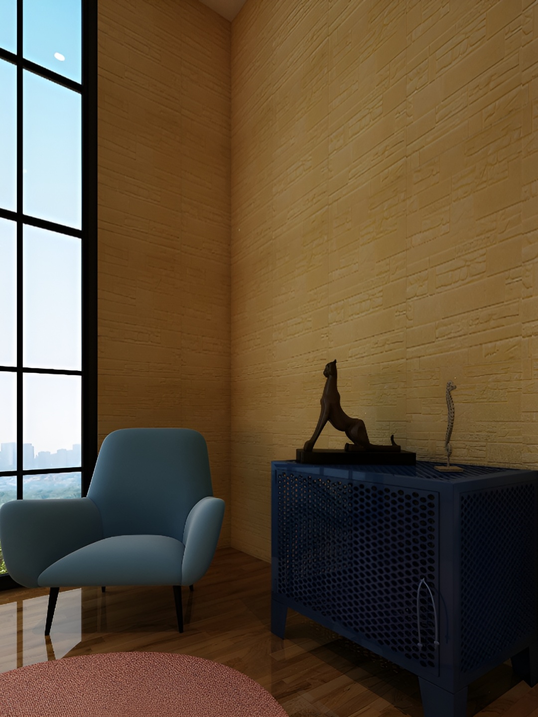 

HILOF Mustard Geometric 3D Textured Self Adhesive Wallpaper