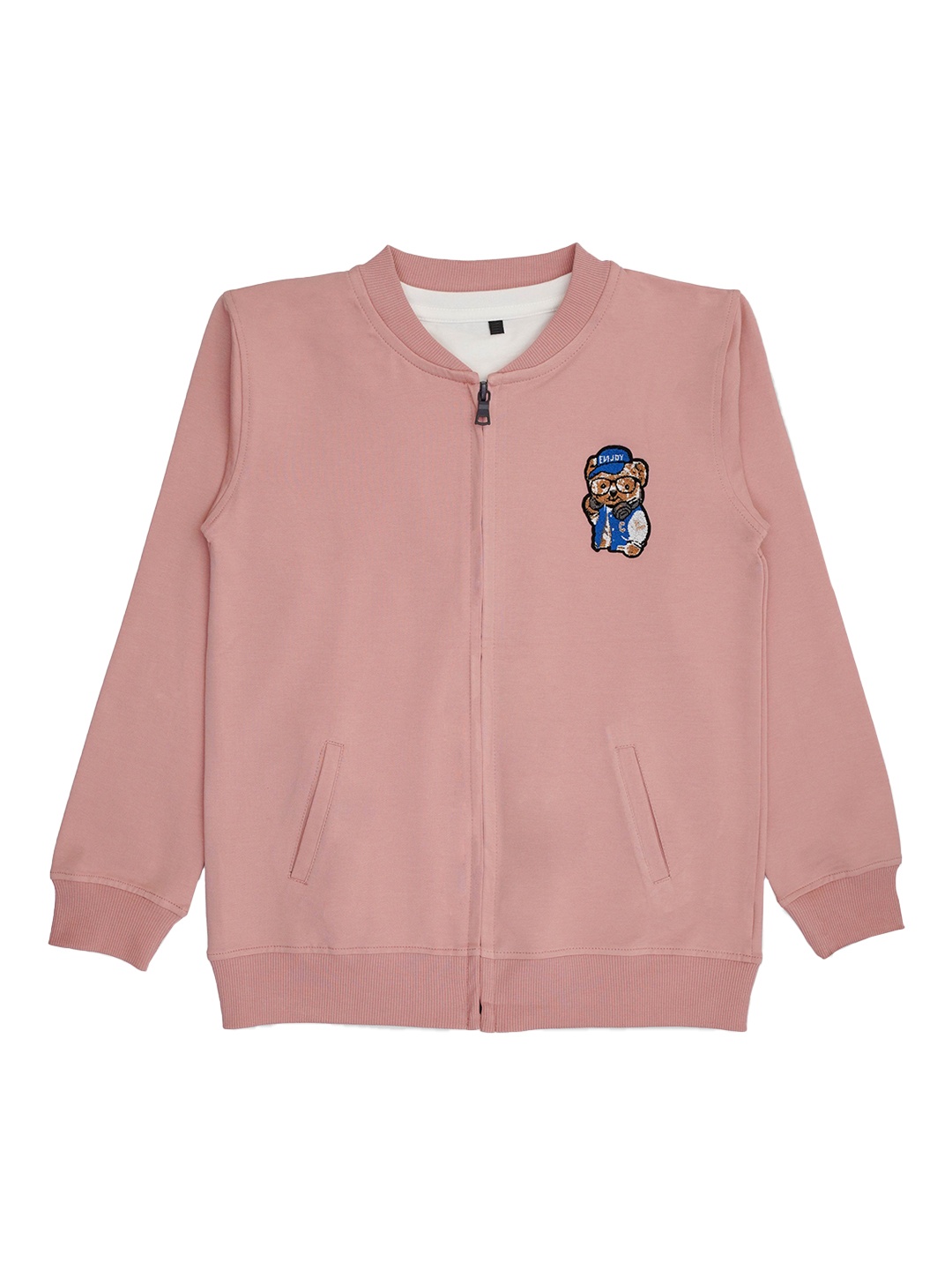 

CAVIO Boys Stand Collar Lightweight Cotton Bomber Jacket with T-shirt, Pink