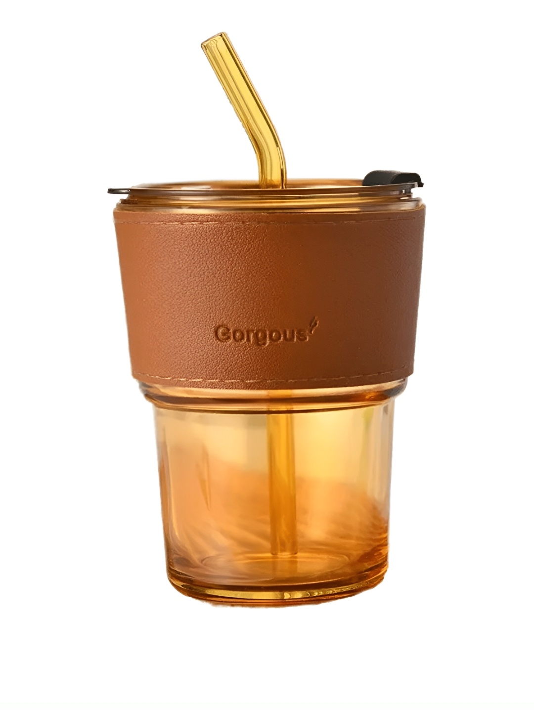 

WELOUR Brown Printed Glass Water Bottle 400-450 ml