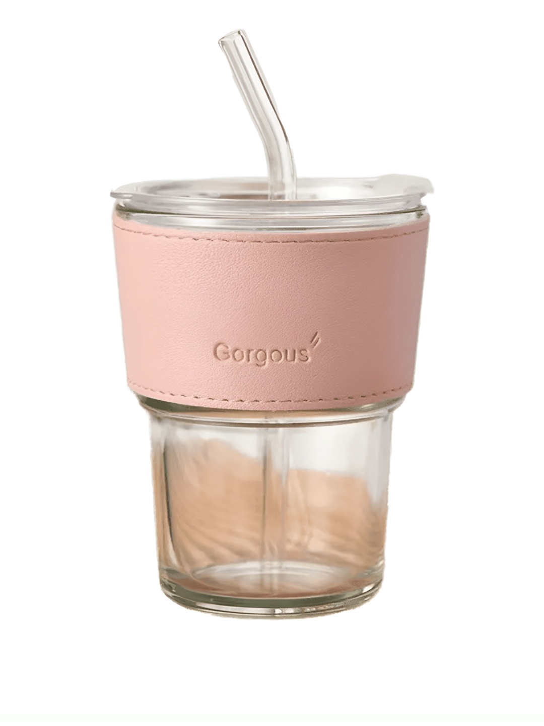 

WELOUR Pink & Transparent Glass Printed Water Bottle 450ml