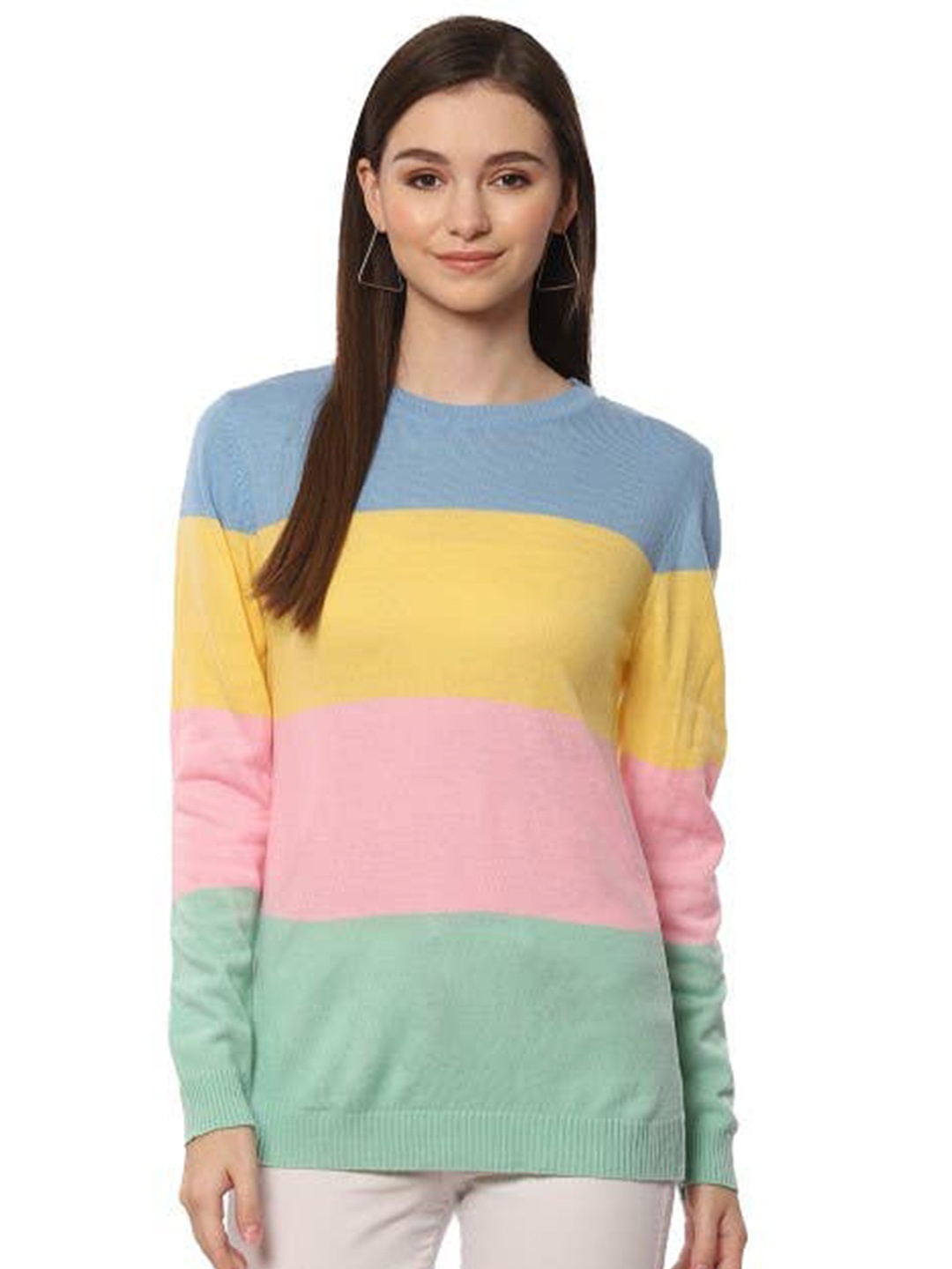 

2Bme Candy Striped Acrylic Pullover, Blue
