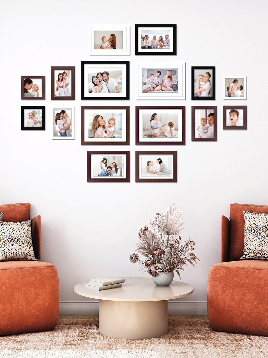 

RANDOM 16 Pieces Black Wood Photo Frames, White