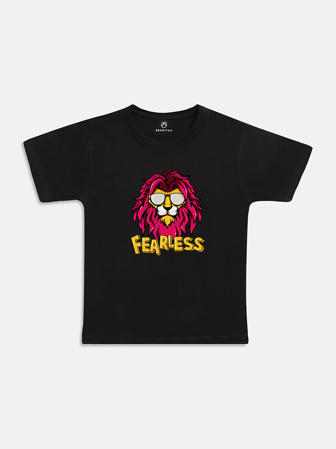 

BAESD Boys Fearless Typography Printed Antimicrobial Pure Cotton T-Shirt, Black