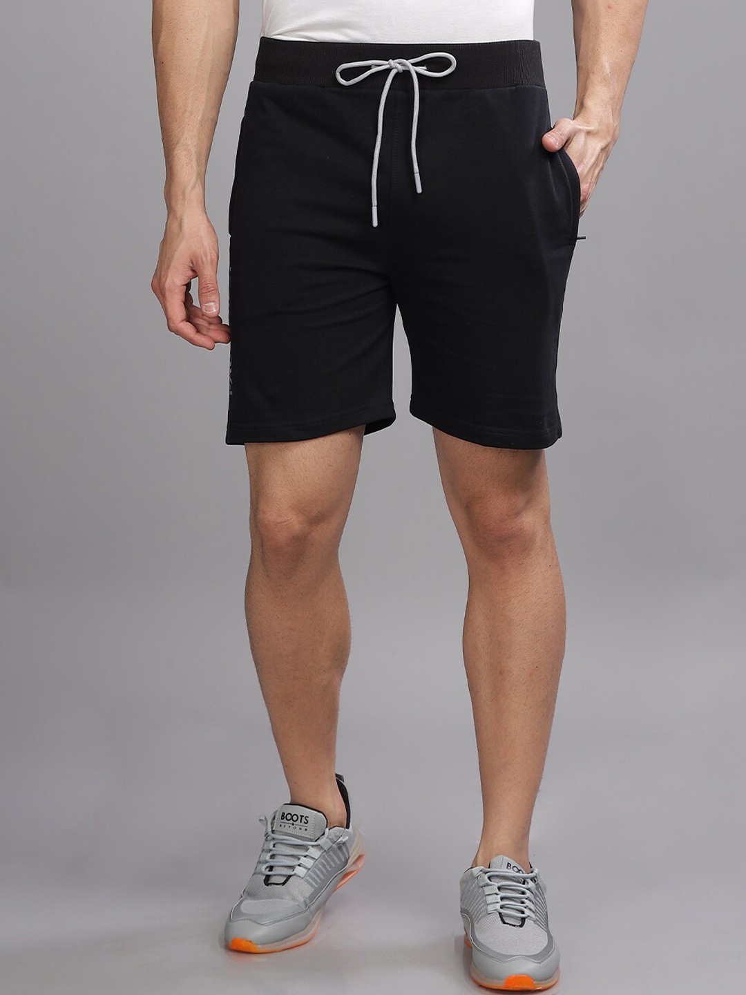 

PAUL STREET Men Slim Fit Cotton Sports Shorts, Black