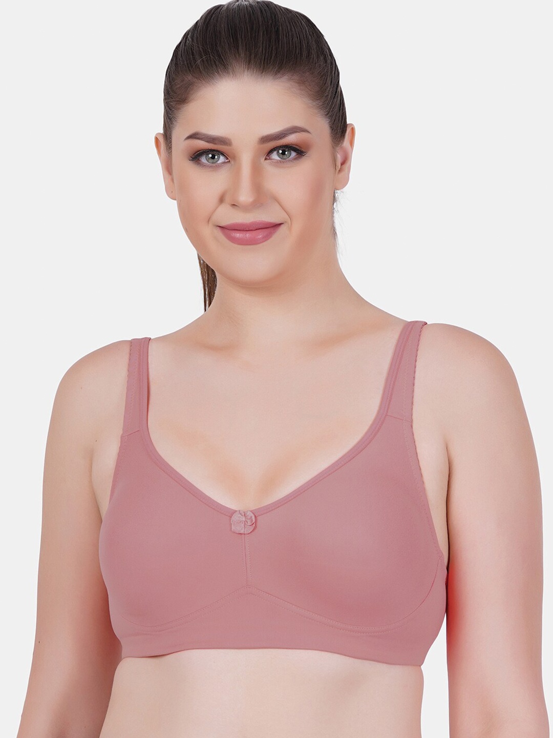 

Reveira Medium Coverage Non Padded Dry Fit Minimizer Bra All Day Comfort, Pink