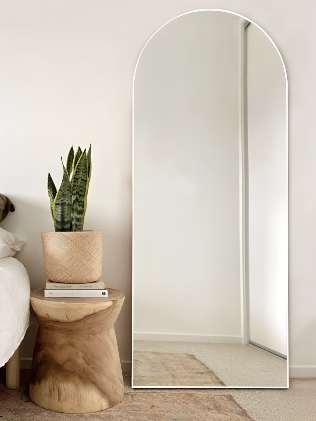 

Sam Home collection White Arch Shaped Floor Mirror With Stand
