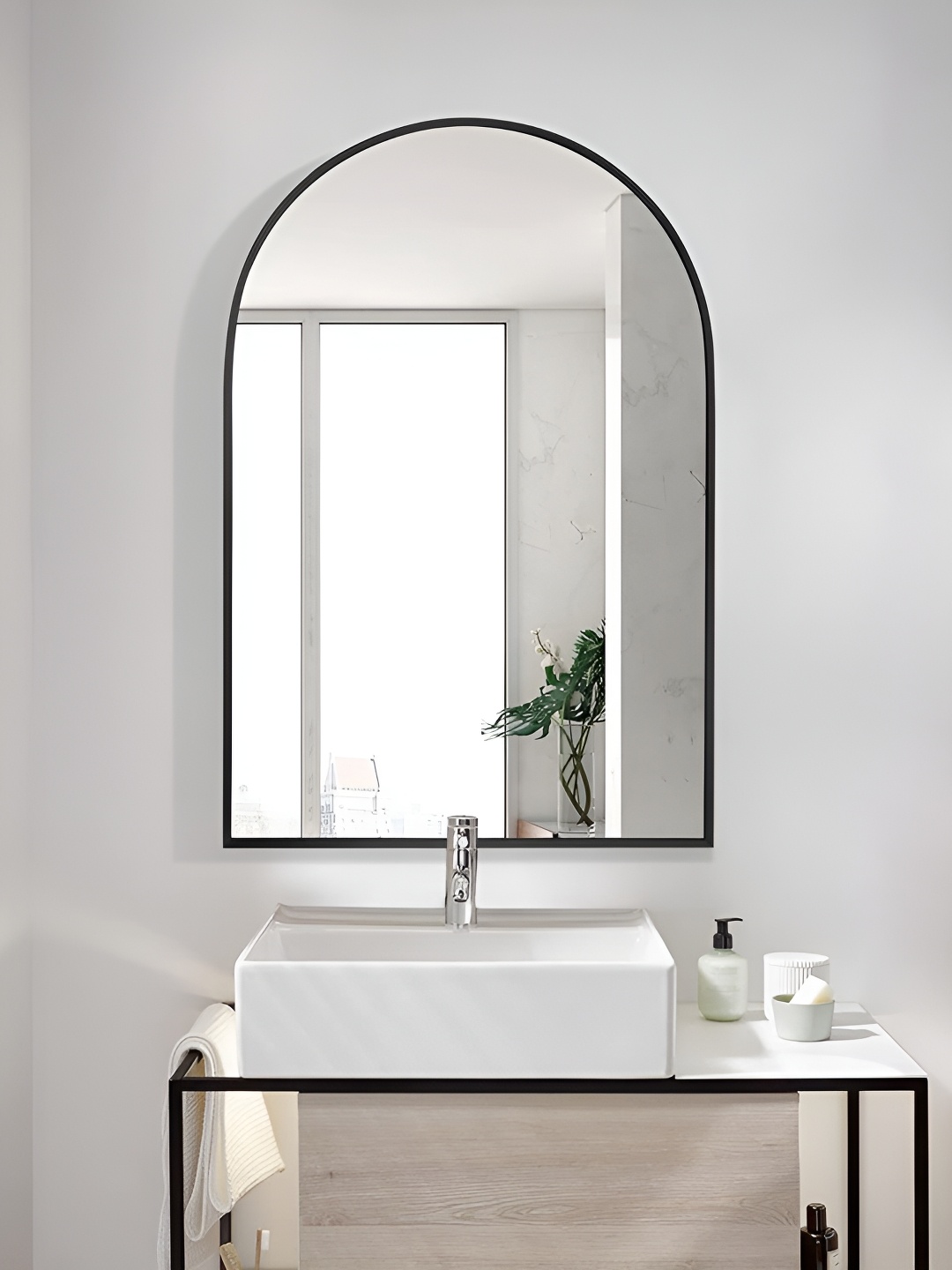

Sam Home collection Black Arch Metal Wall Mirrors