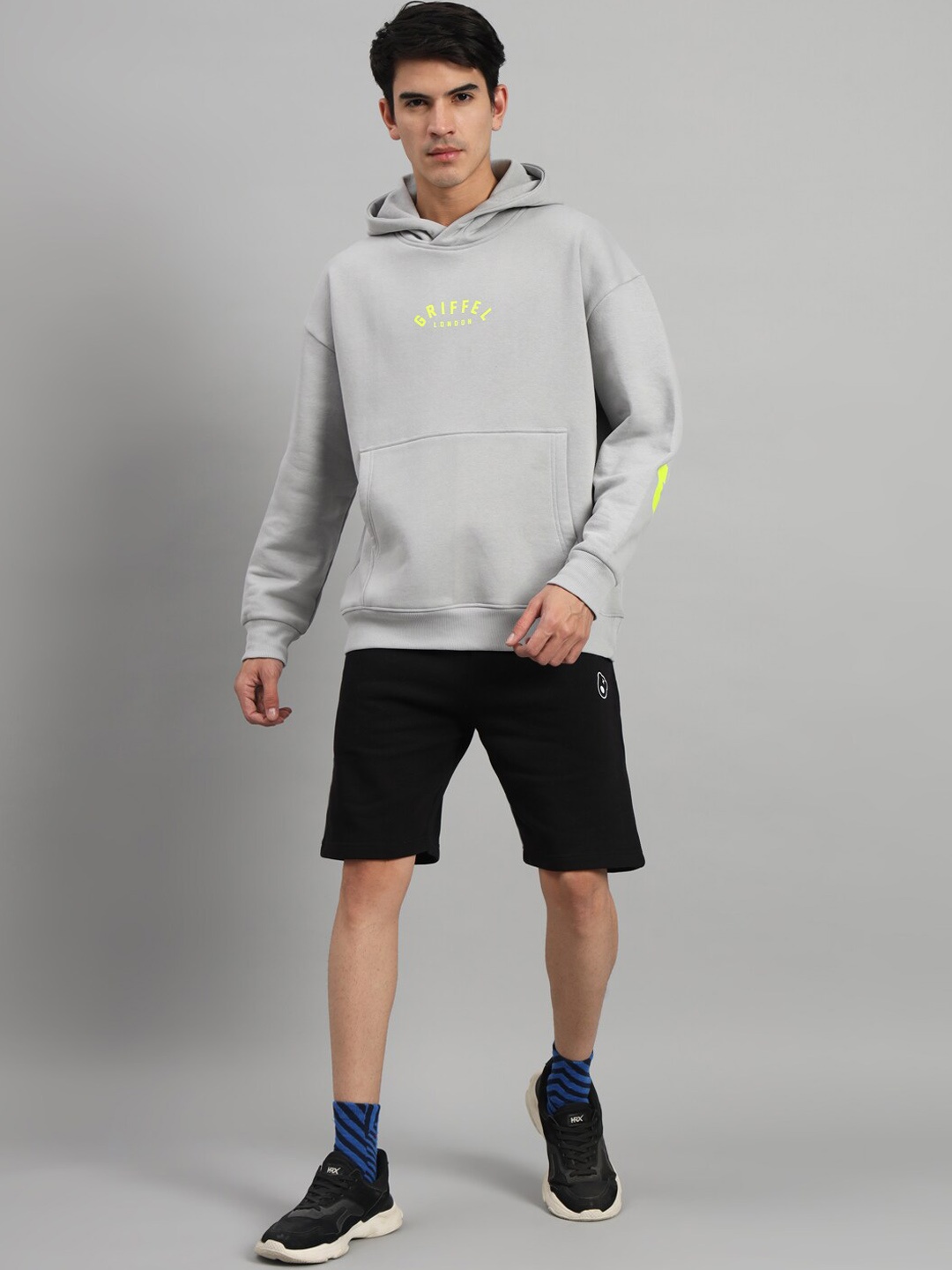 

GRIFFEL Typography Printed Hooded Tracksuits, Grey melange