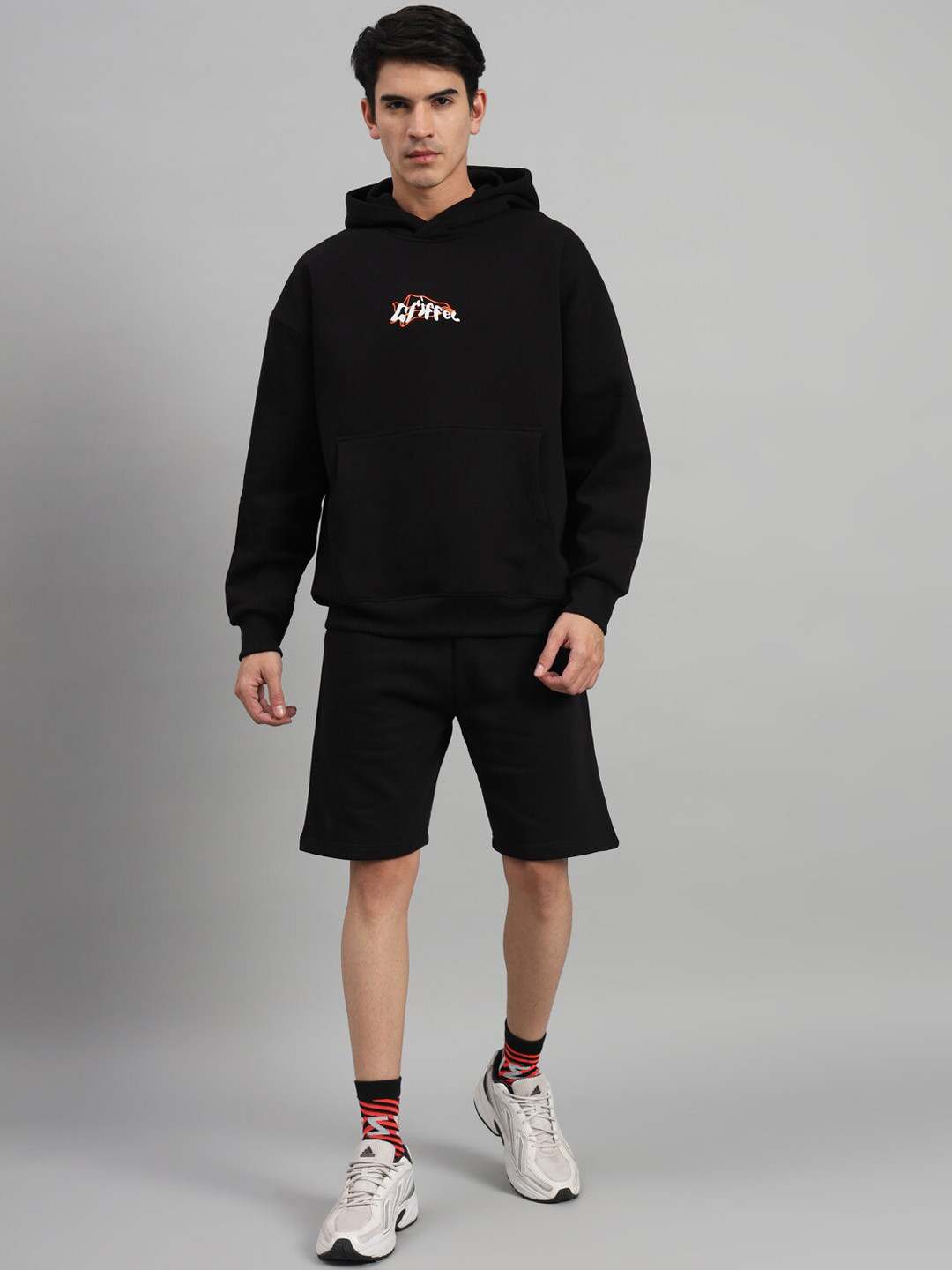 

GRIFFEL Graphic Printed Hooded Tracksuits, Black