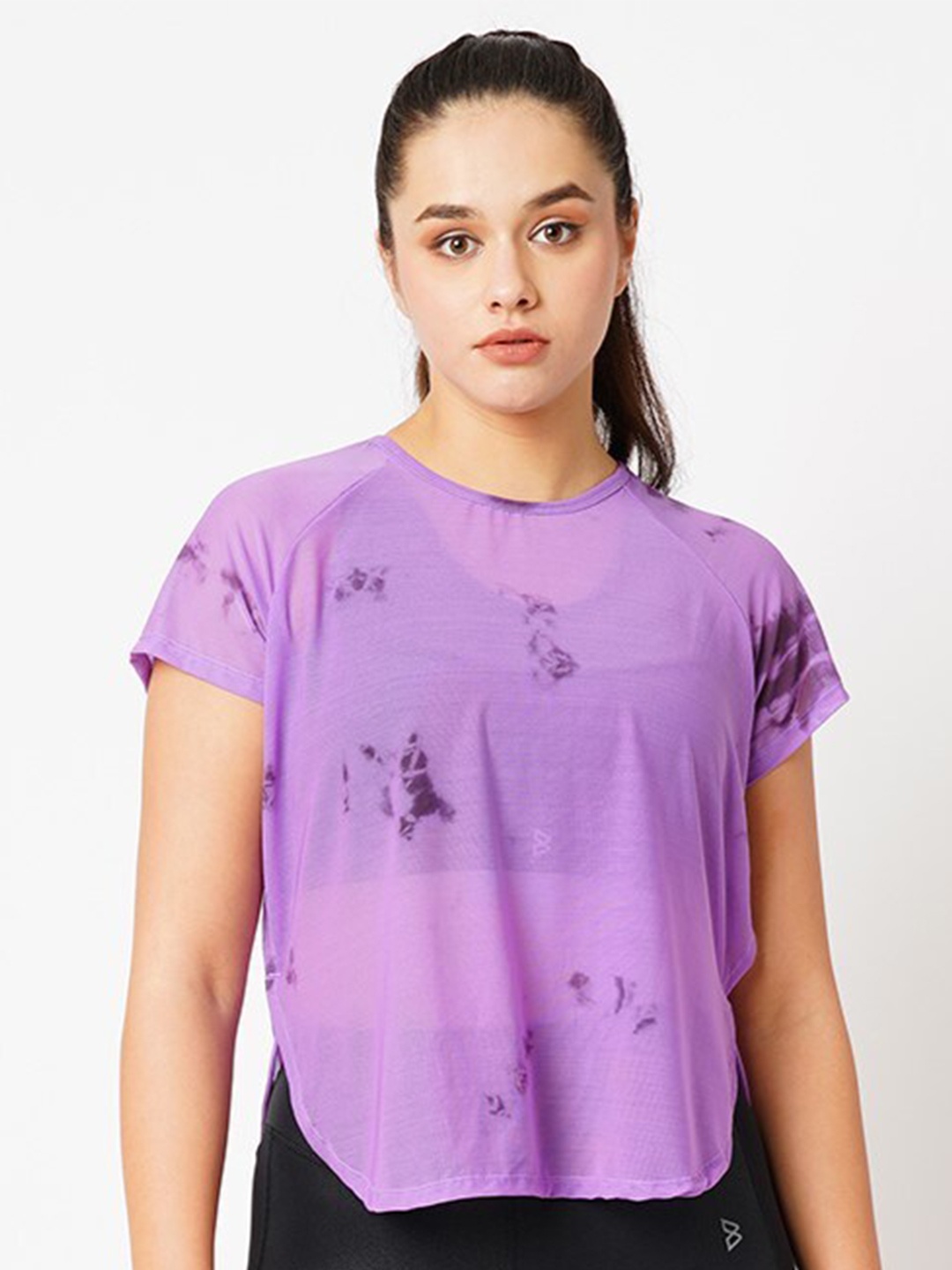 

BODD ACTIVE Tie And Dye Semi-Sheer Sports Top, Purple