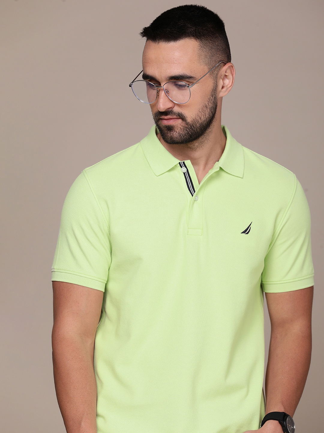 

Nautica Polo Collar Pure Cotton T-shirt, Fluorescent green