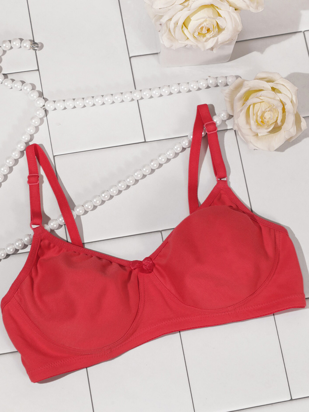 

LULU & SKY Medium Coverage Non Padded Everyday Bra With All Day Comfort, Red