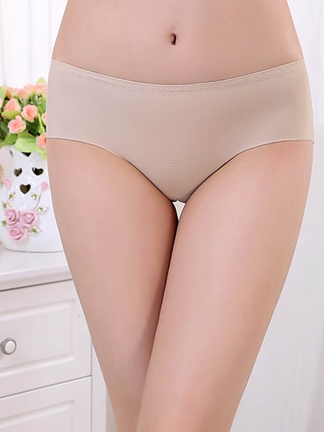 

LULU & SKY Mid-Rise Bikini Briefs, Beige