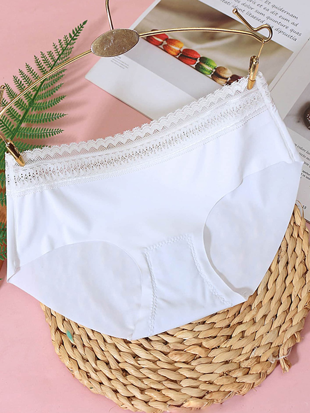 

LULU & SKY Mid-Rise Bikini Briefs, White