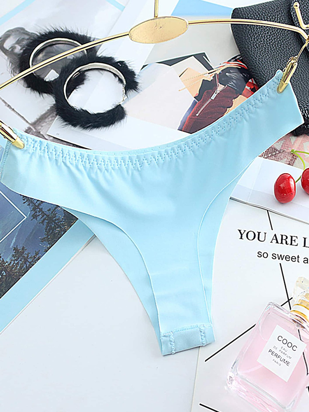 

LULU & SKY Low-Rise Thong Briefs, Blue