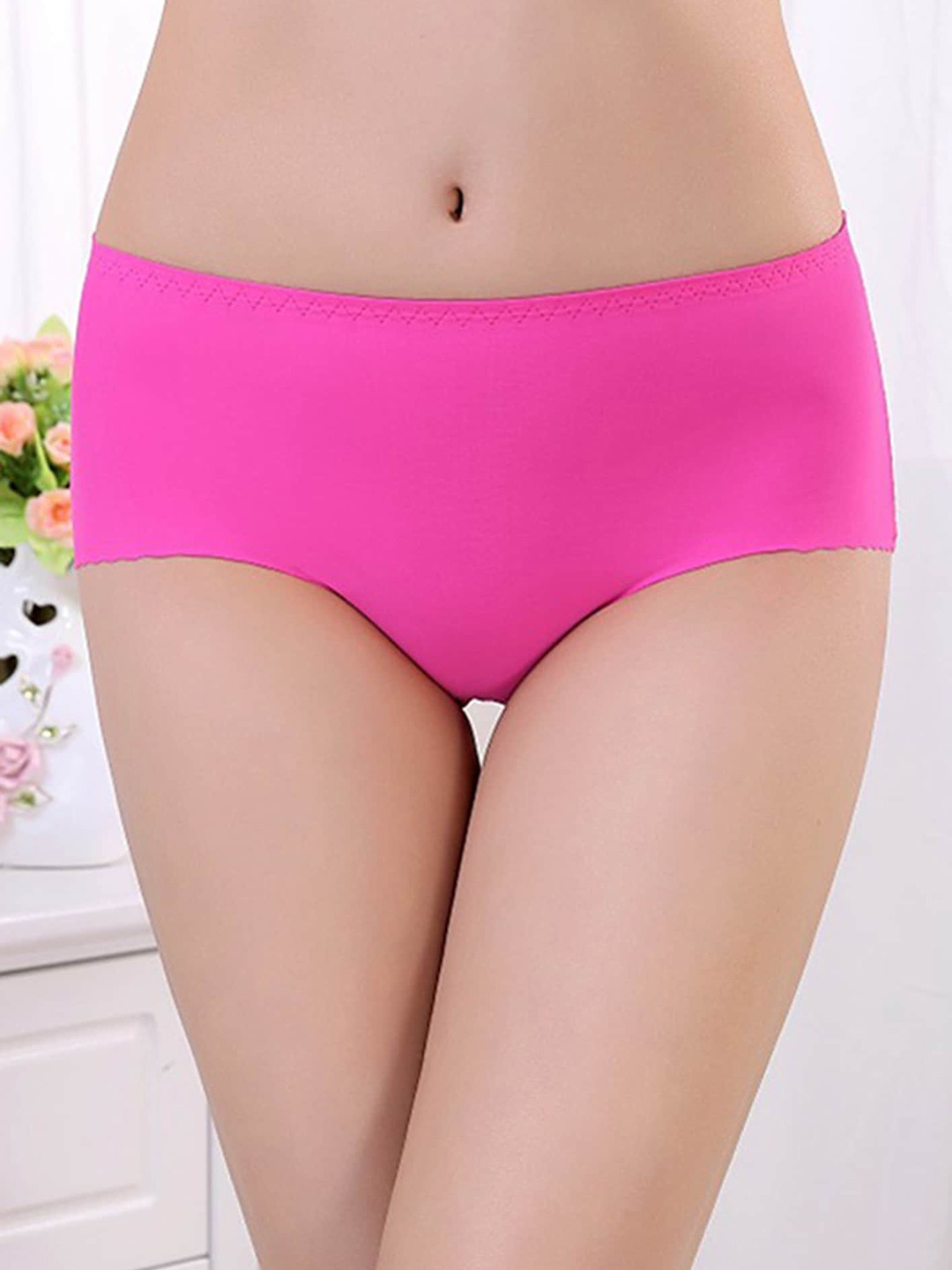 

LULU & SKY Seamless Mid-Rise Hipster Briefs, Pink