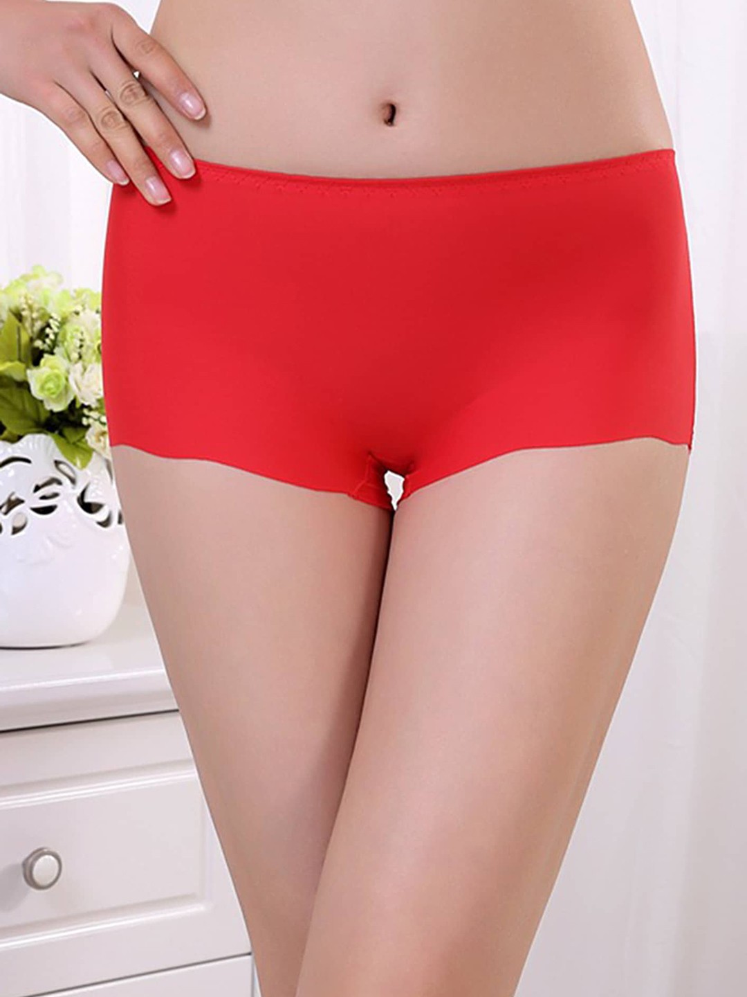 

LULU & SKY Mid Rise Boy Shorts Brief, Red