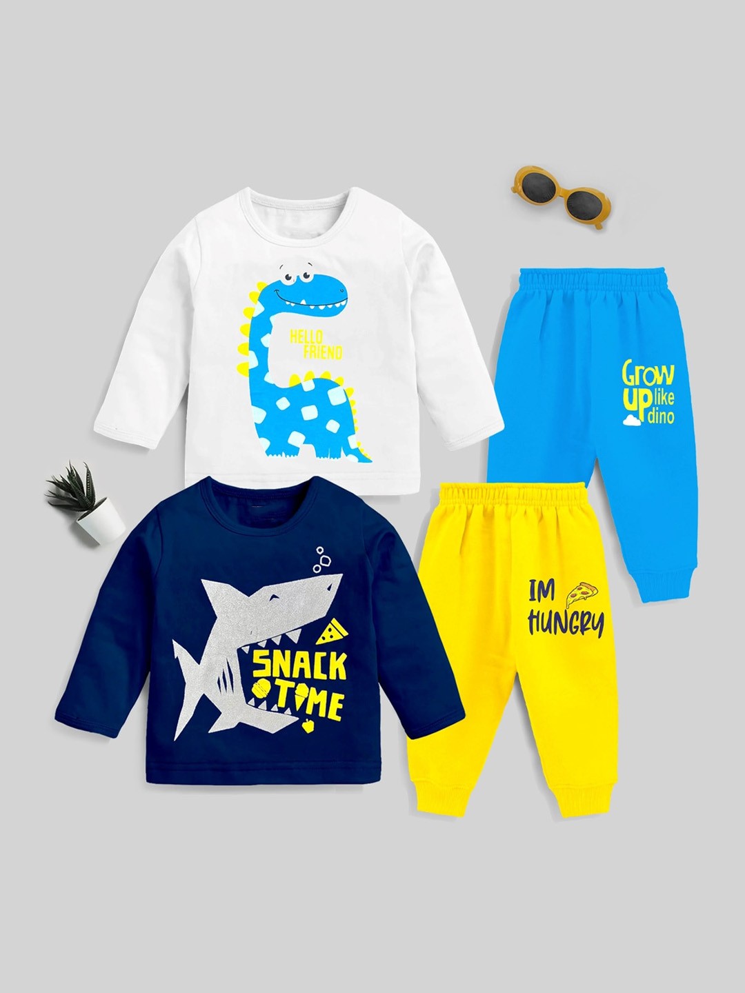 

KUCHIPOO Kids Humour and Comic Printed Clothing Set, White