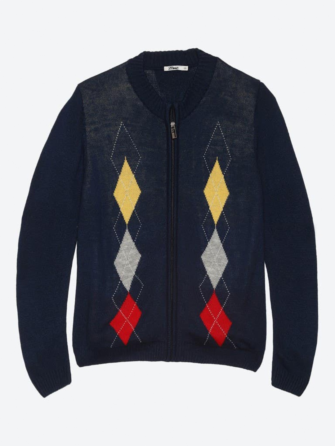 

2Bme Boys Self Design Front-Open Sweater, Navy blue