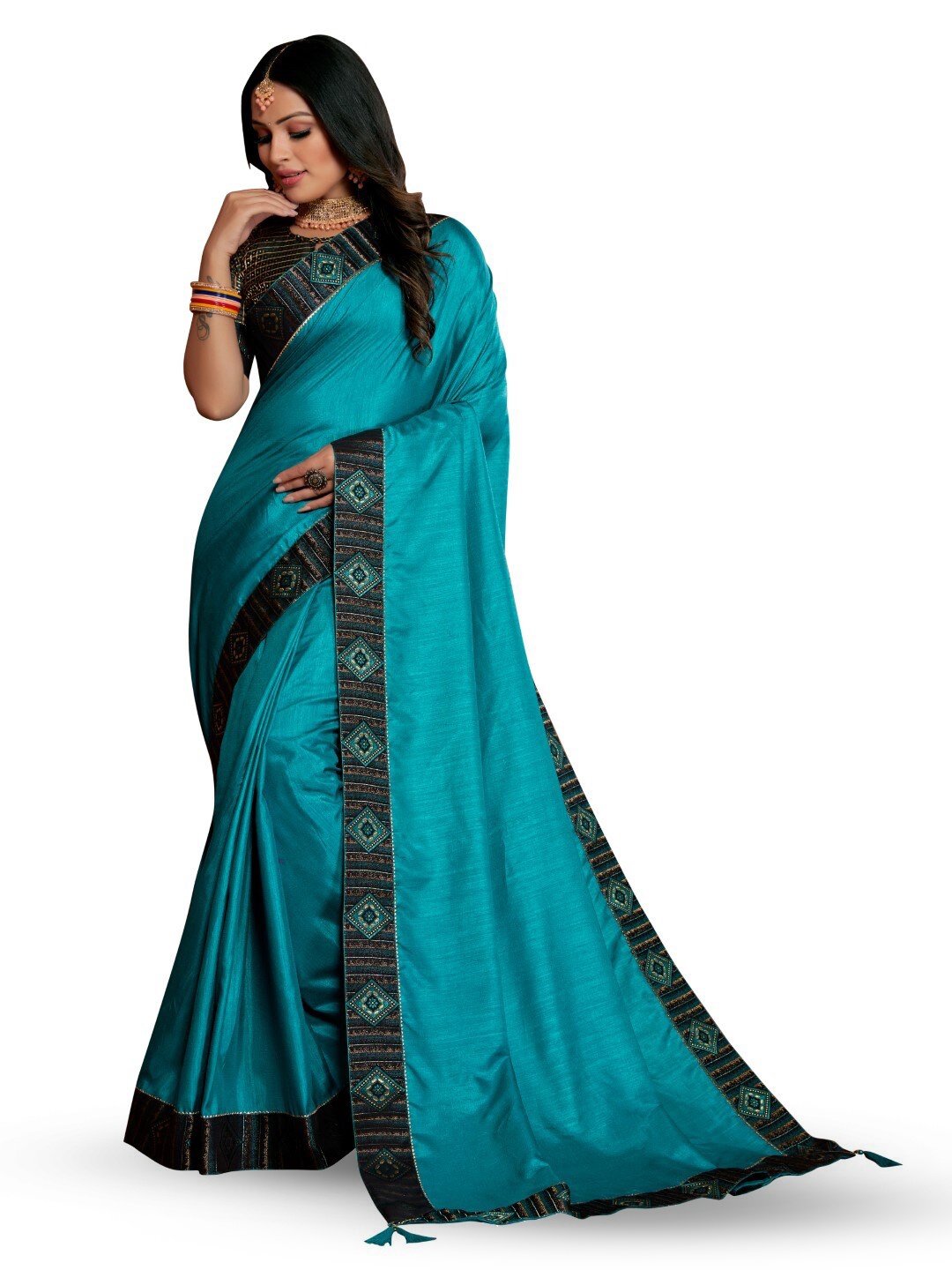 

ZEEPKART Woven Design Zari Saree, Blue