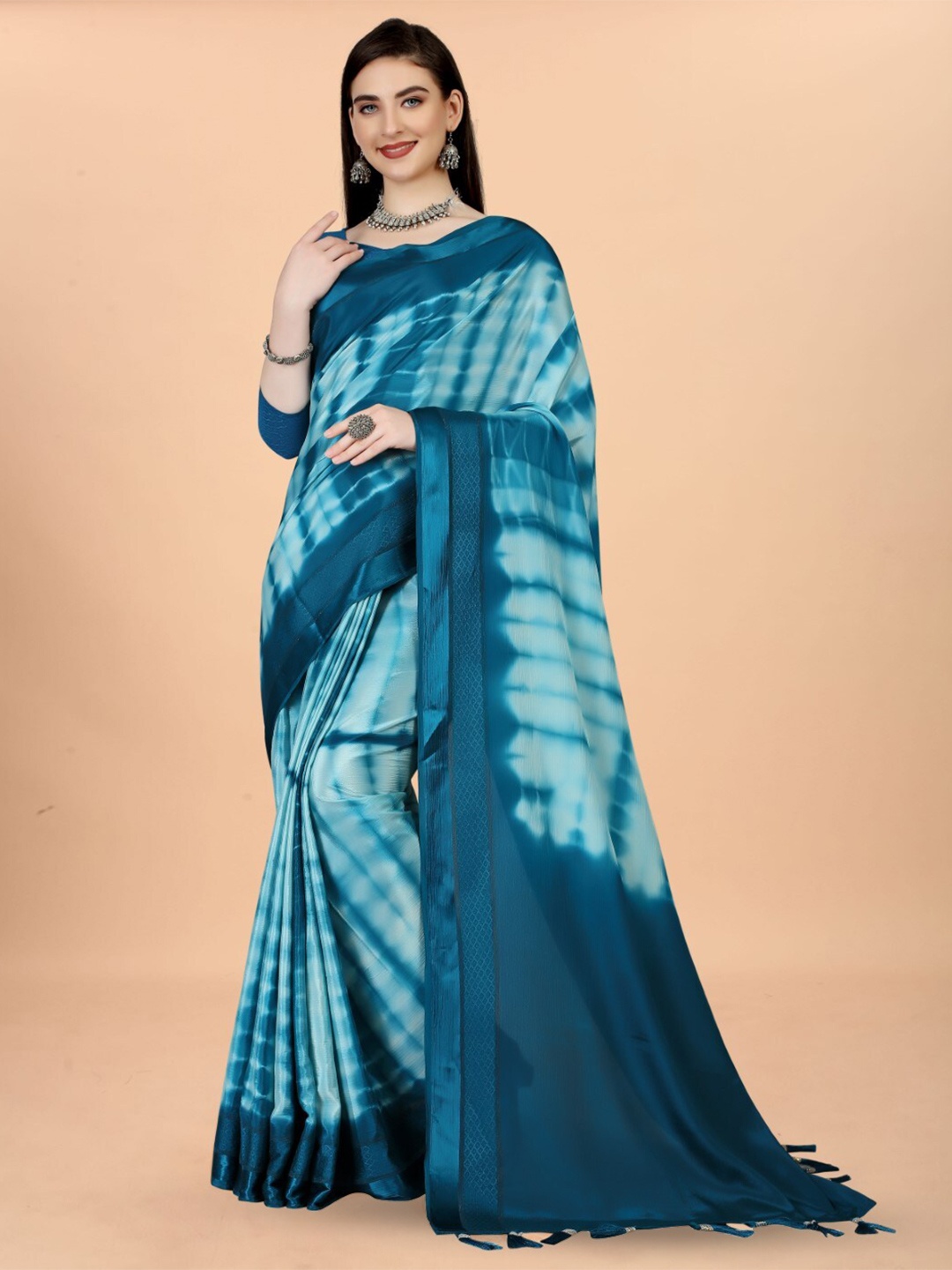 

ZEEPKART Tie and Dye Printed Saree, Blue