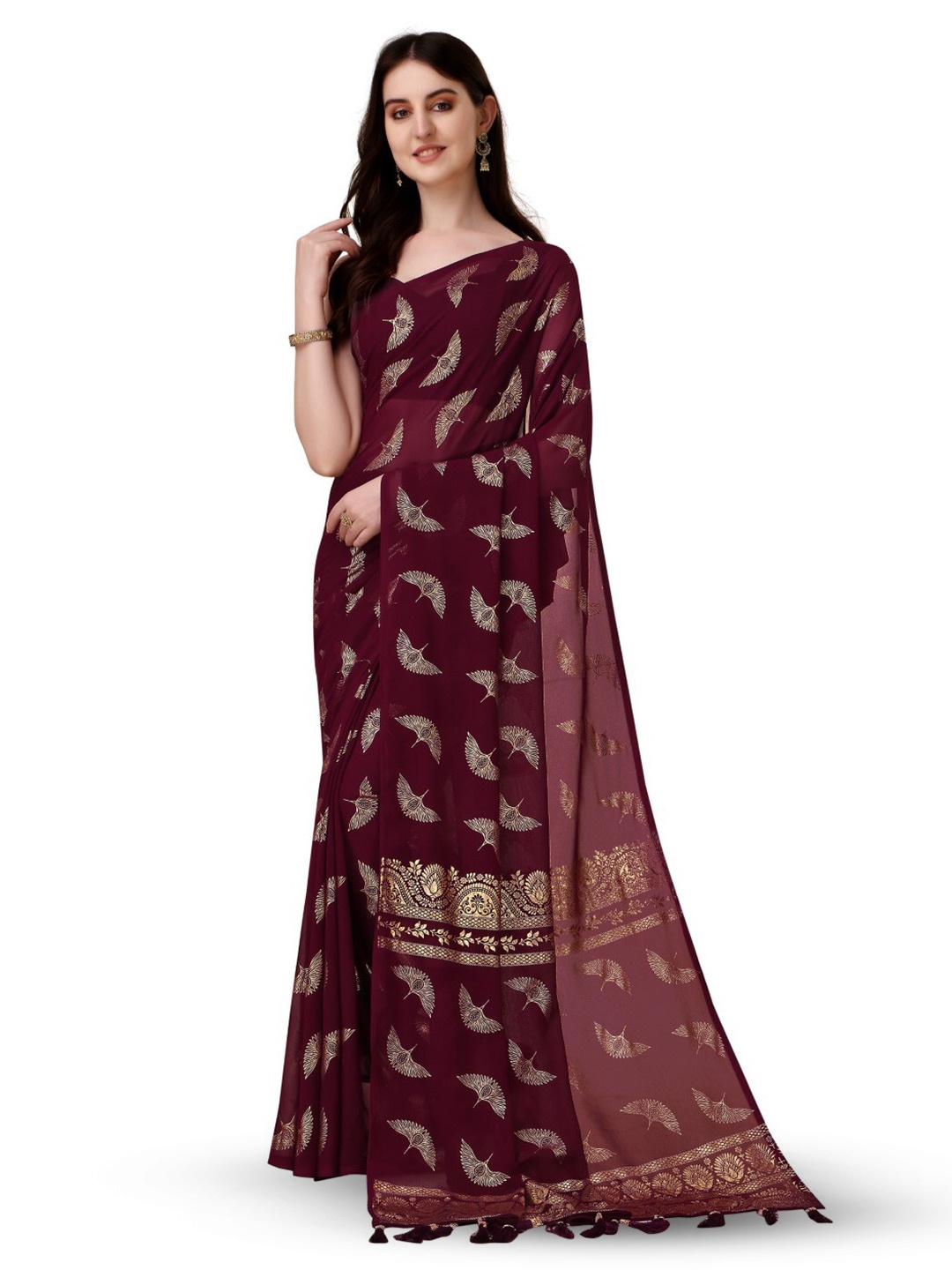 

ZEEPKART Ethnic Motifs Printed Saree, Mauve