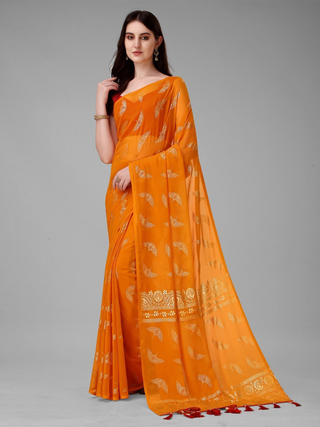 

ZEEPKART Ethnic Motifs Printed Saree, Gold