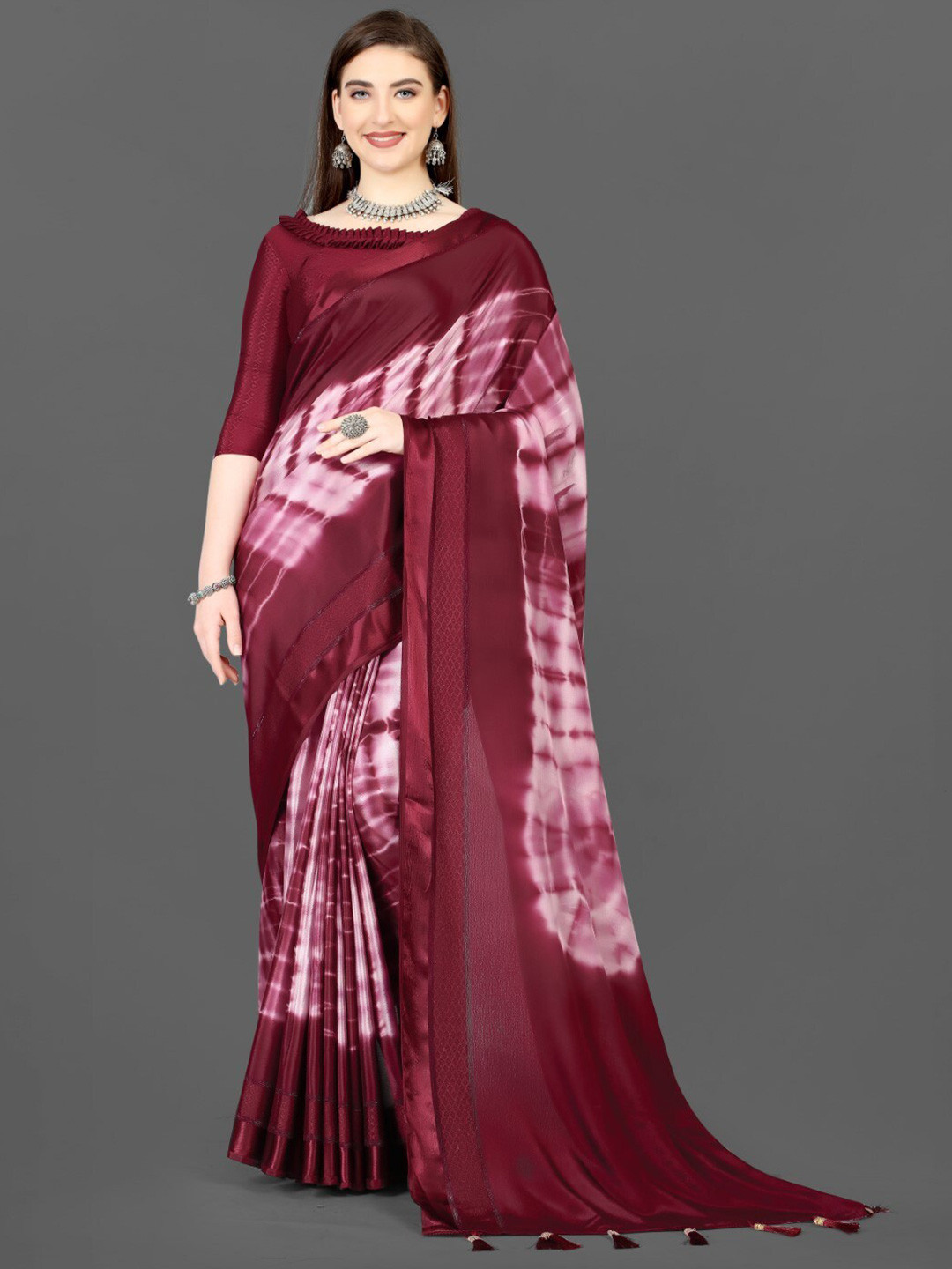 

ZEEPKART Tie and Dye Saree, Purple