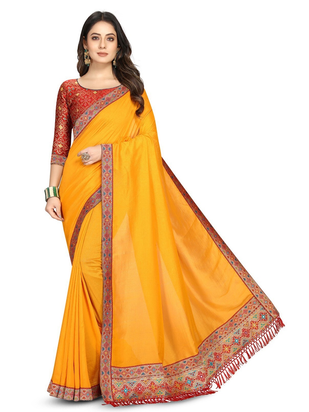 

ZEEPKART Woven Design Saree, Gold