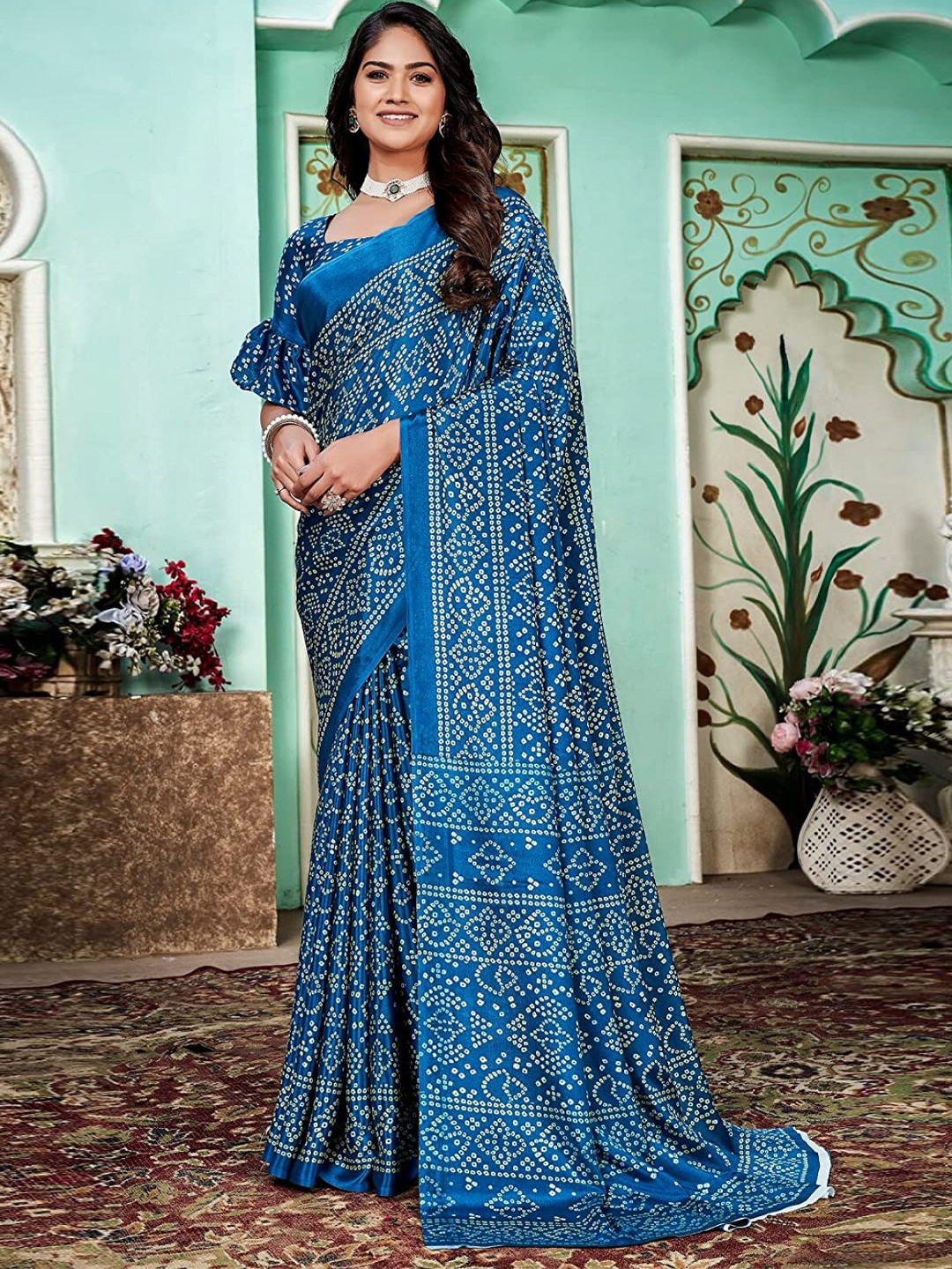 

ZEEPKART Woven Design Saree, Blue