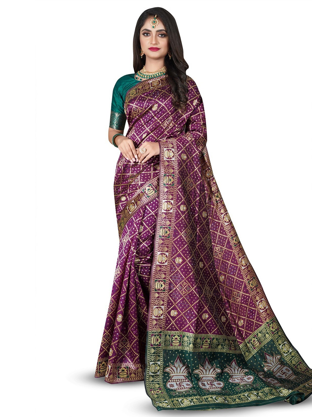 

ZEEPKART Bandhani Printed Saree, Purple