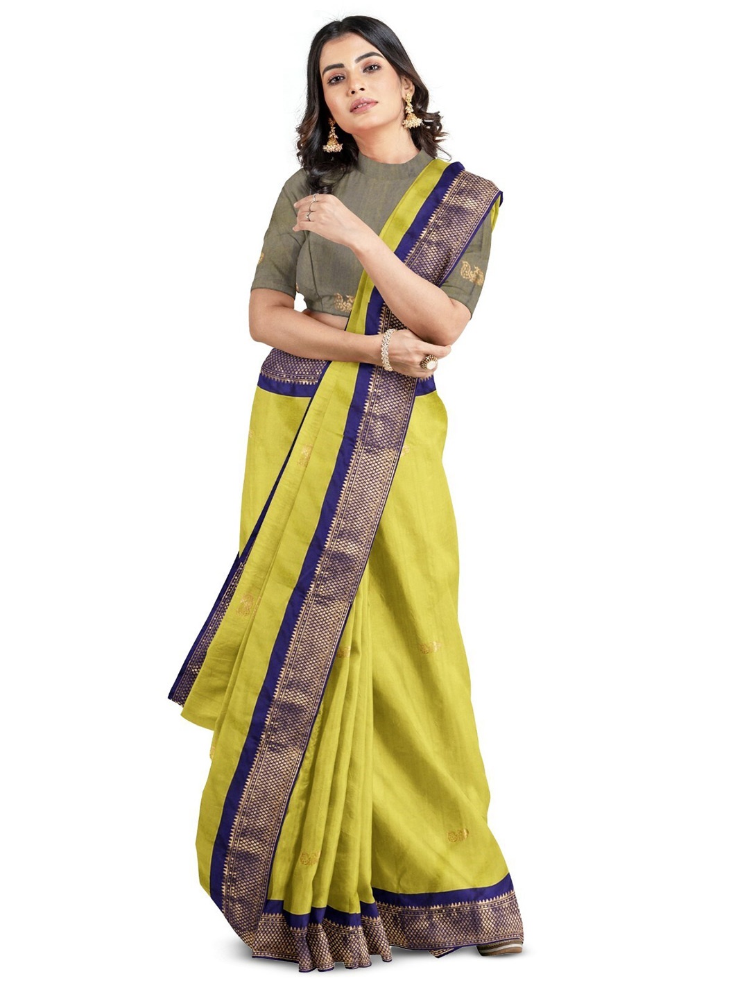 

ZEEPKART Woven Design Silk Cotton Saree, Green