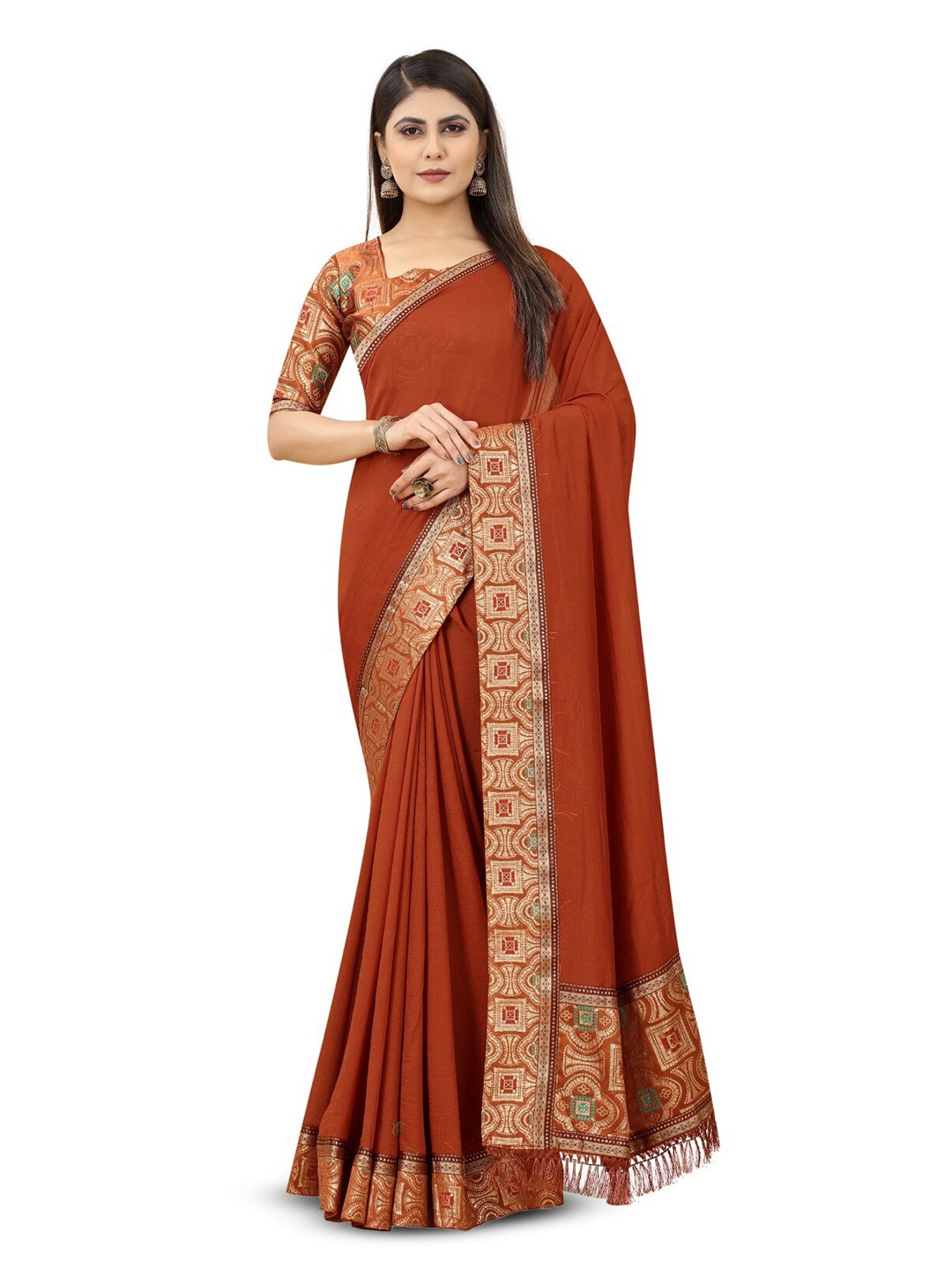 

ZEEPKART Woven Design Saree, Mustard