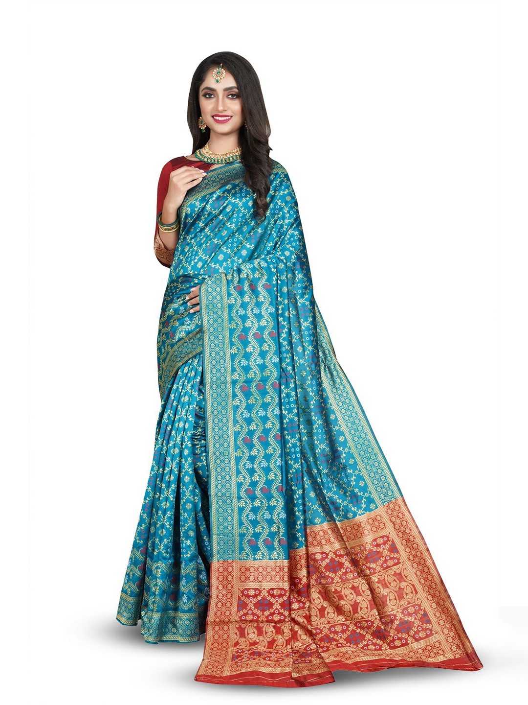 

ZEEPKART Woven Design Zari Saree, Blue