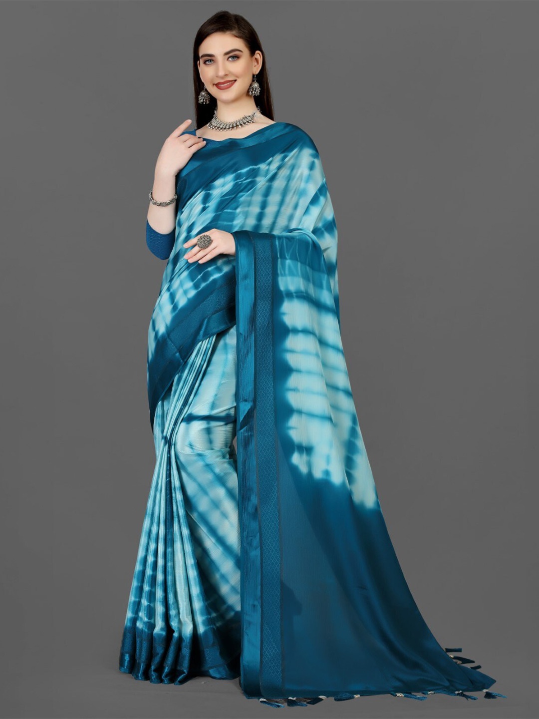 

ZEEPKART Tie and Dye Saree, Blue