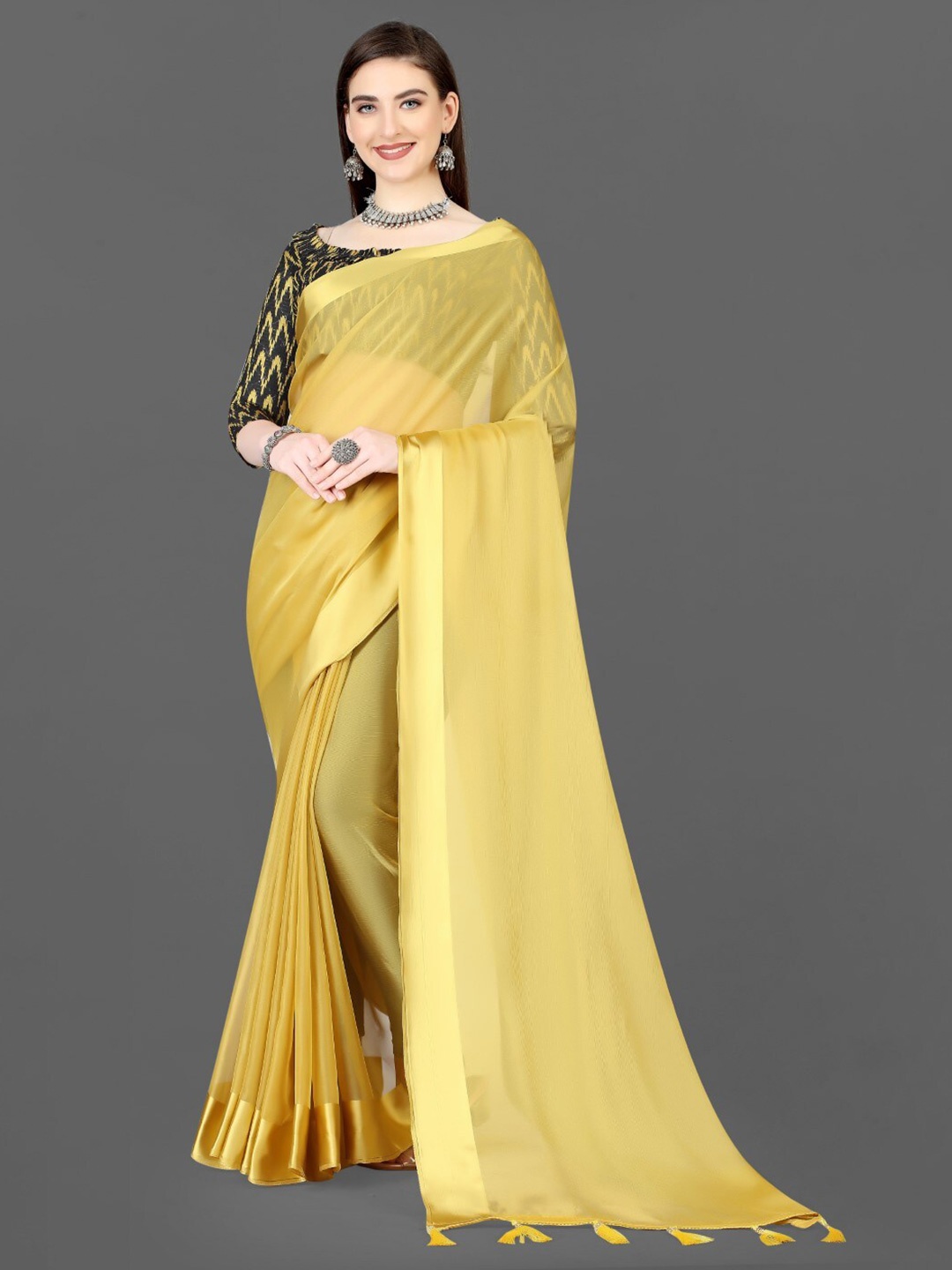 

ZEEPKART Woven Design Saree, Yellow