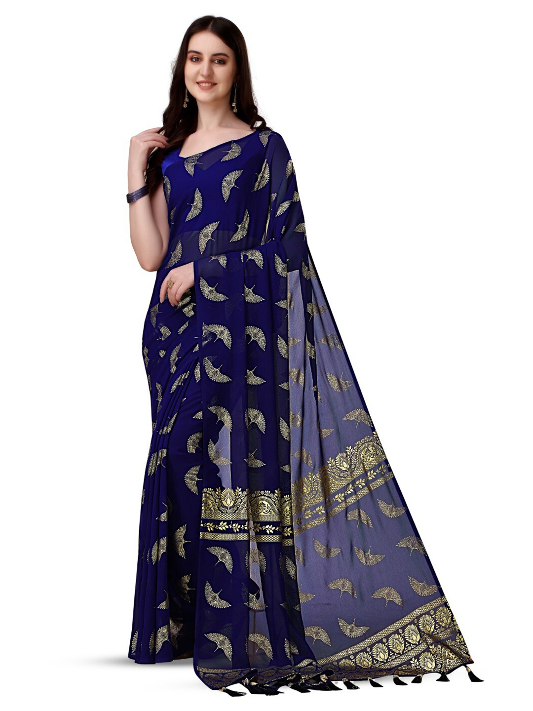 

ZEEPKART Woven Design Saree, Blue