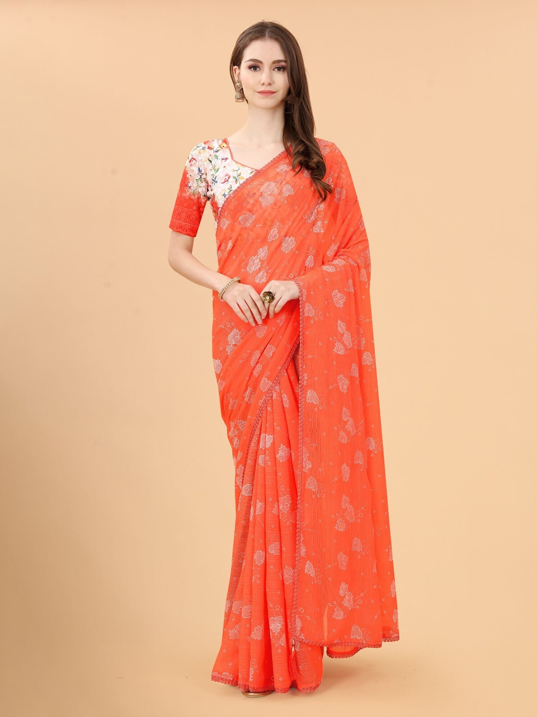 

ZEEPKART Embroidered Woven Design Saree, Mustard