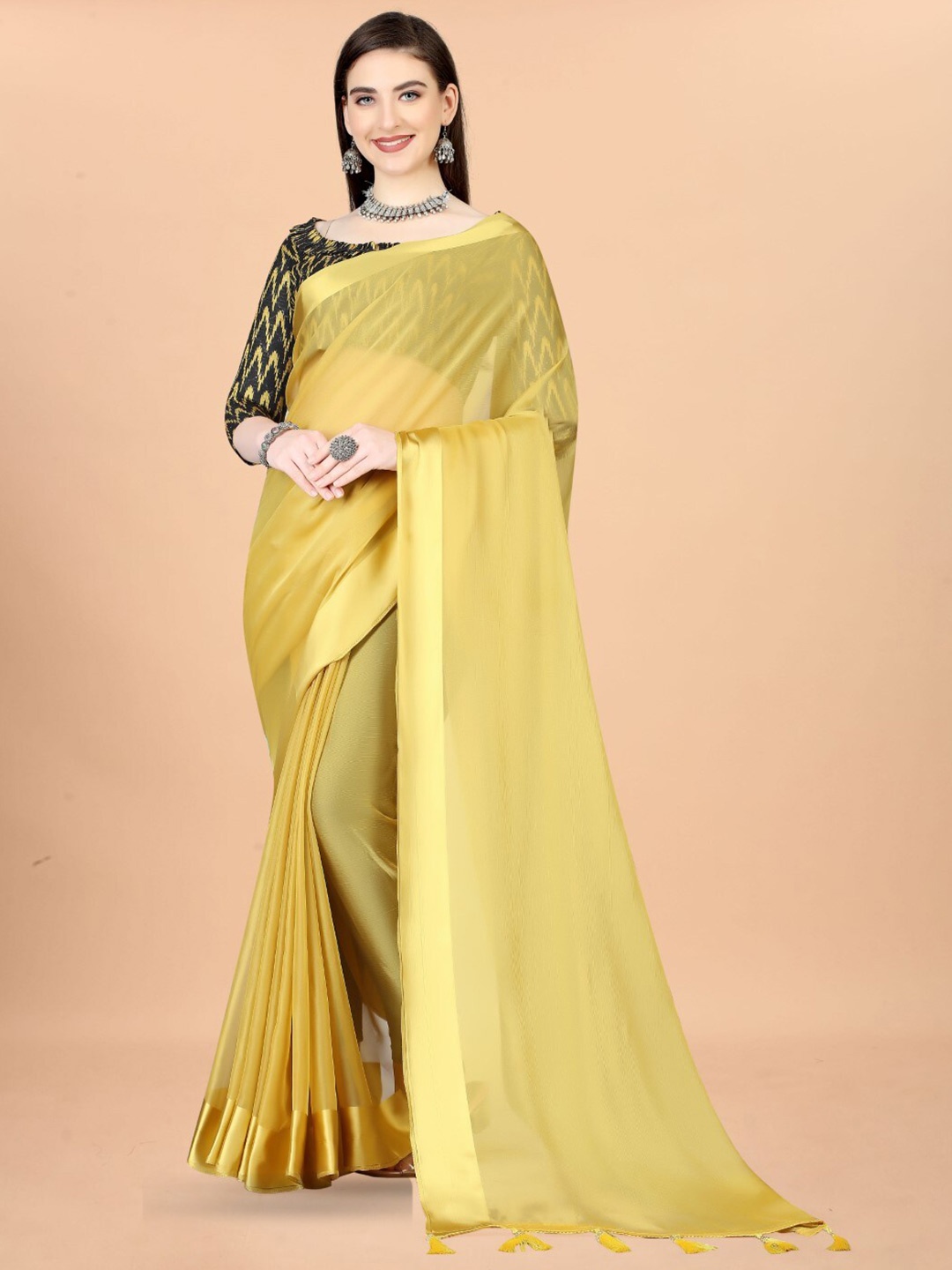 

ZEEPKART Woven Design Zari Saree, Yellow