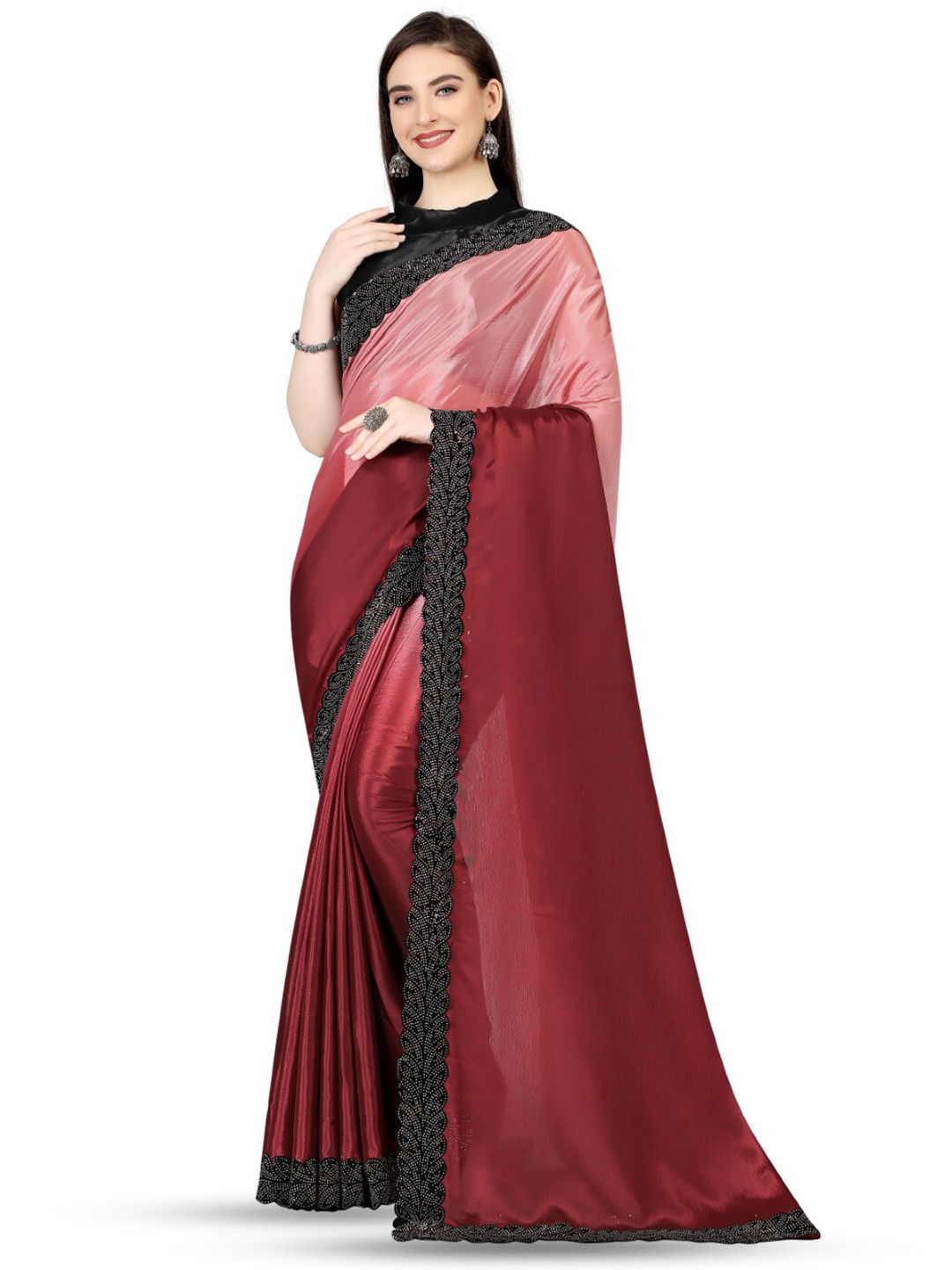 

ZEEPKART Embellished Saree, Pink