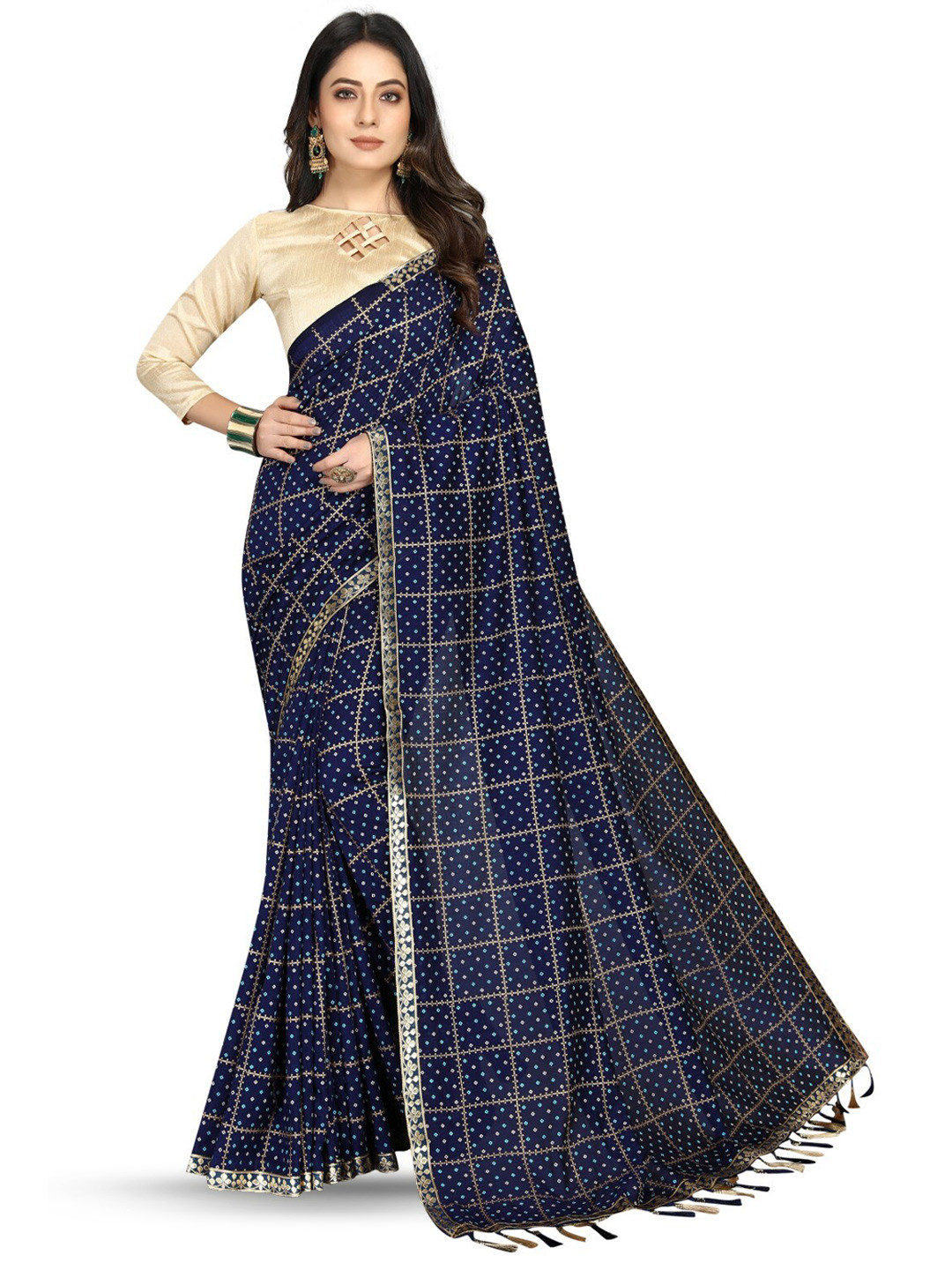 

ZEEPKART Woven Design Zari Saree, Blue