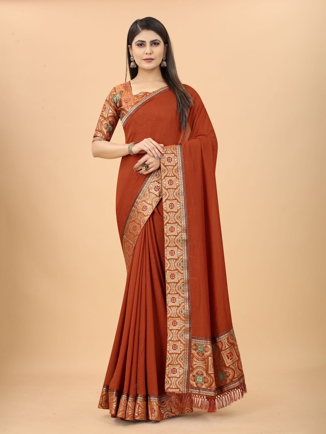 

ZEEPKART Woven Design Saree, Mustard