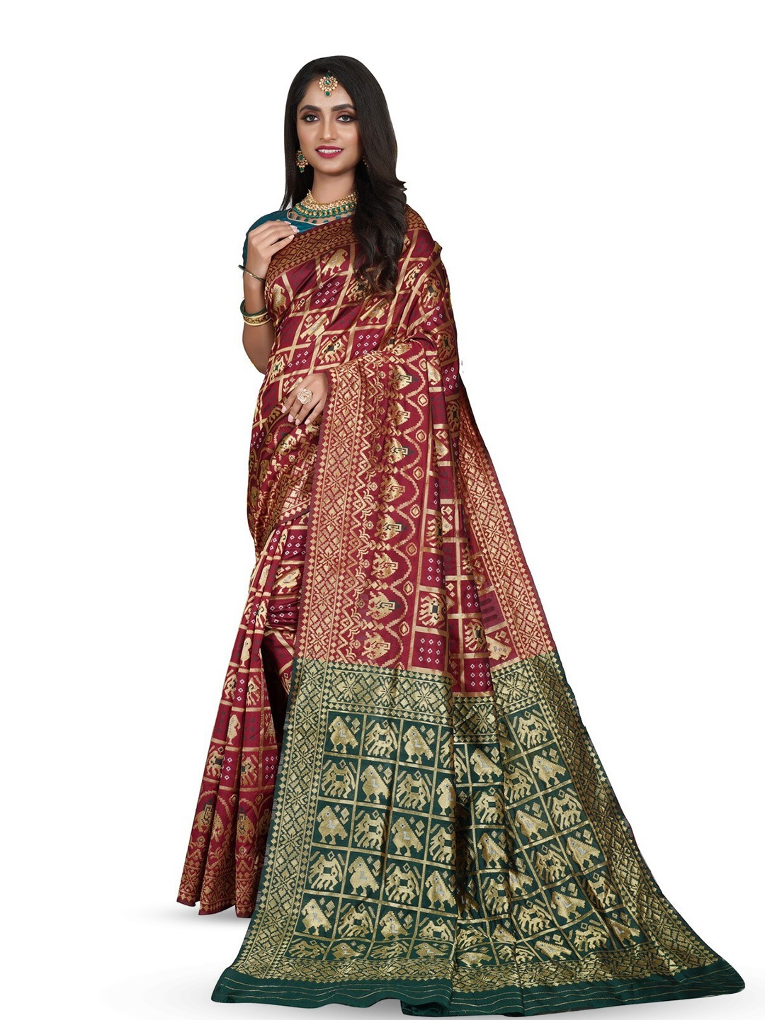 

ZEEPKART Woven Design Zari Saree, Mauve