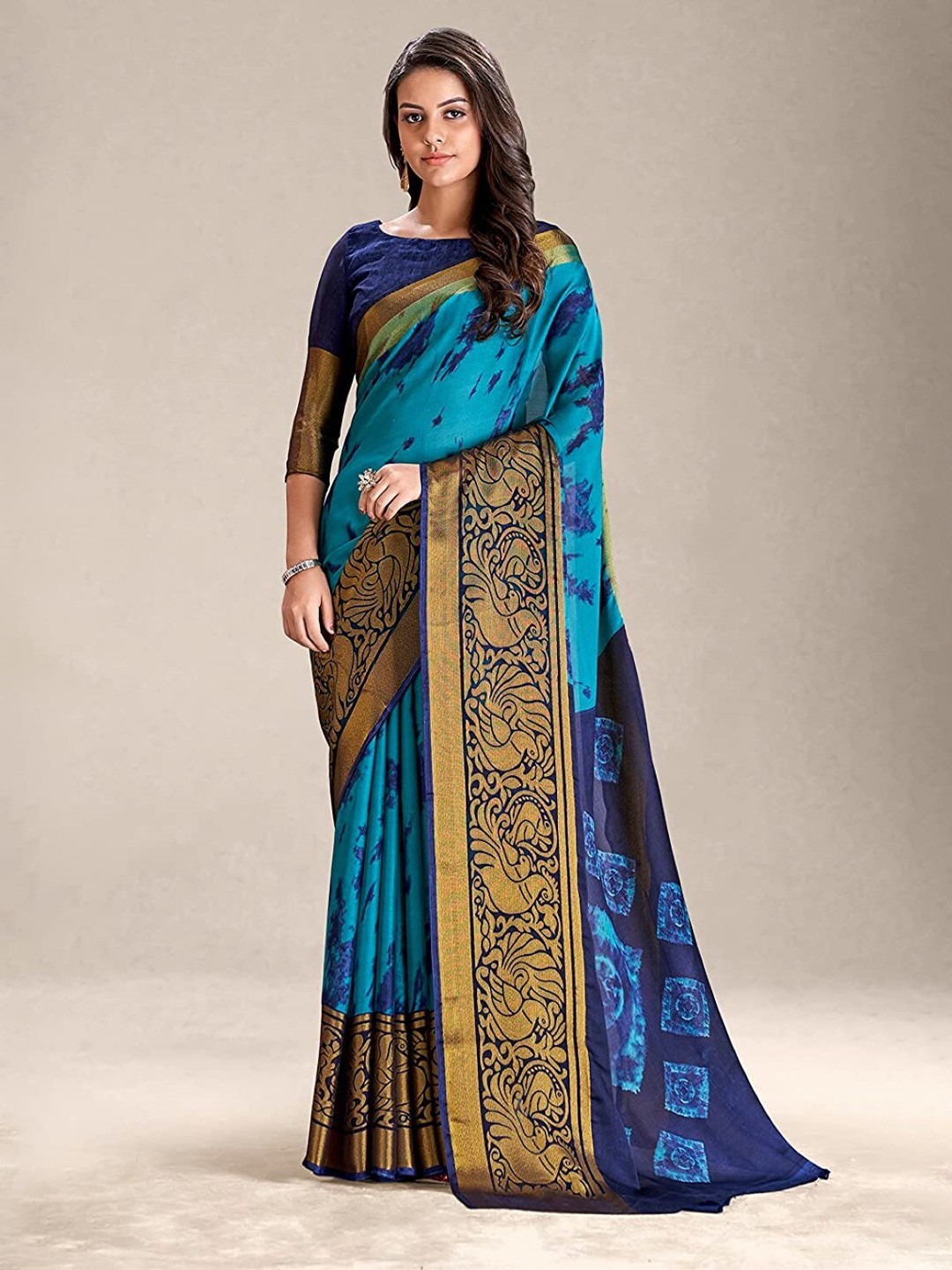 

ZEEPKART Woven Design Ethnic Motifs Saree, Blue