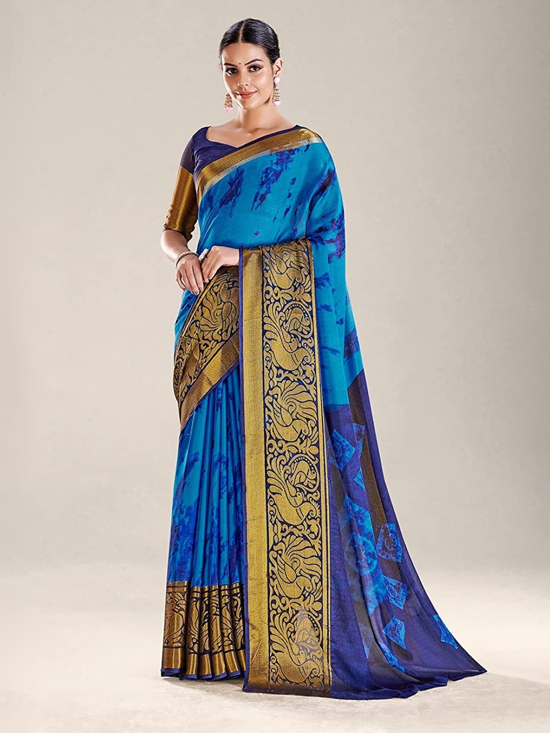 

ZEEPKART Tie and Dye Saree, Blue