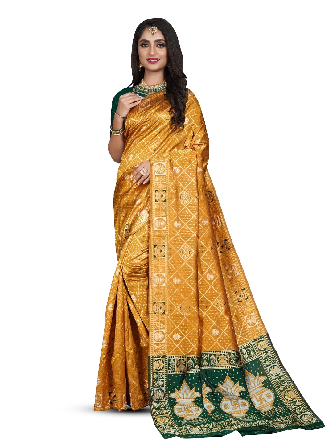 

ZEEPKART Woven Design Zari Saree, Gold