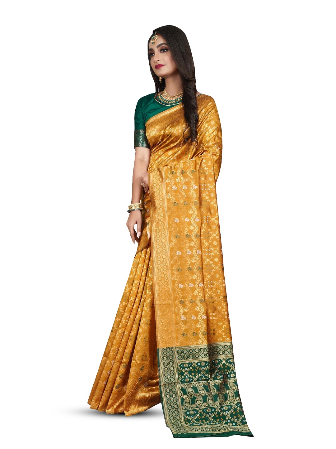 

ZEEPKART Woven Design Zari Saree, Gold