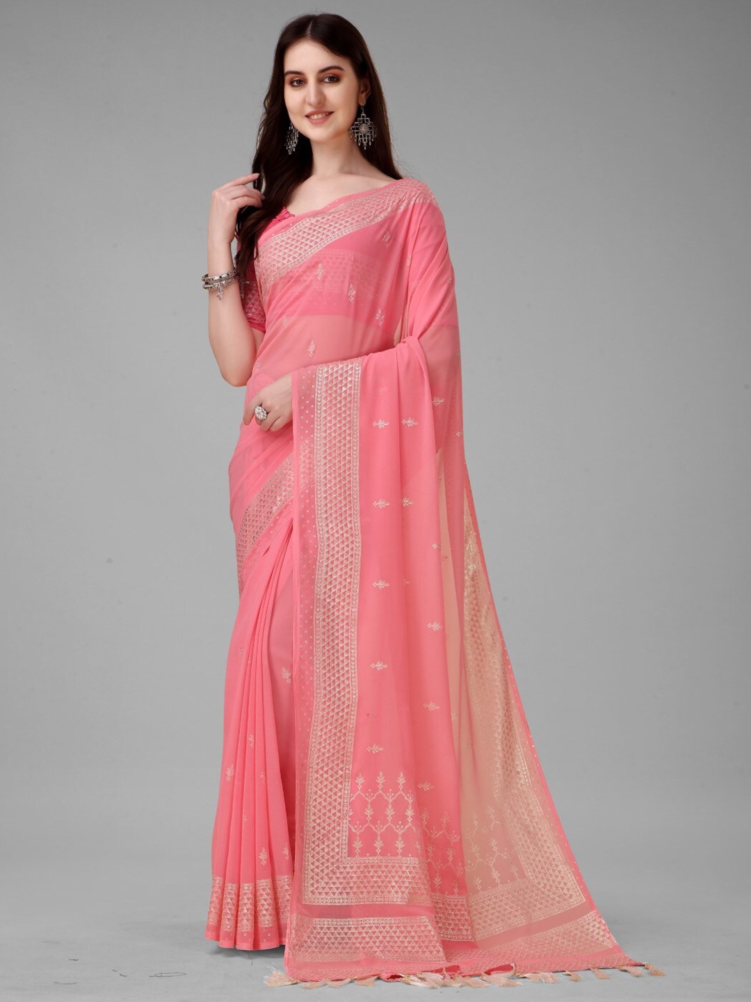 

ZEEPKART Ethnic Motifs Printed Saree, Pink