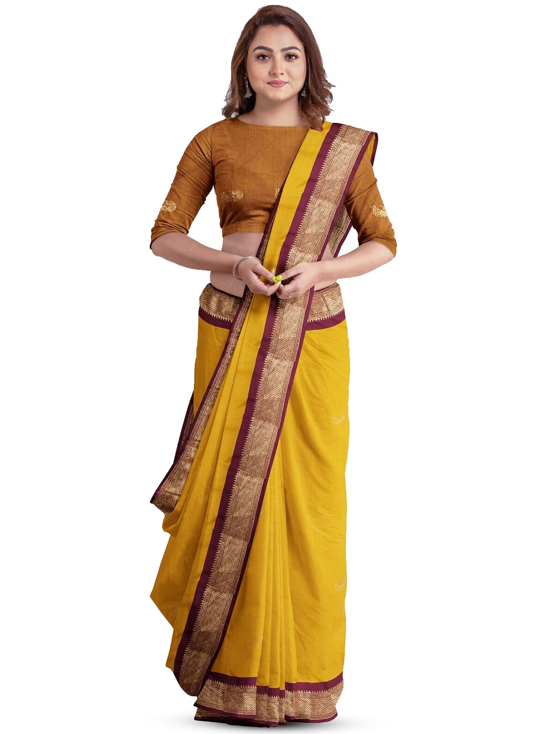 

ZEEPKART Woven Design Silk Cotton Saree, Maroon