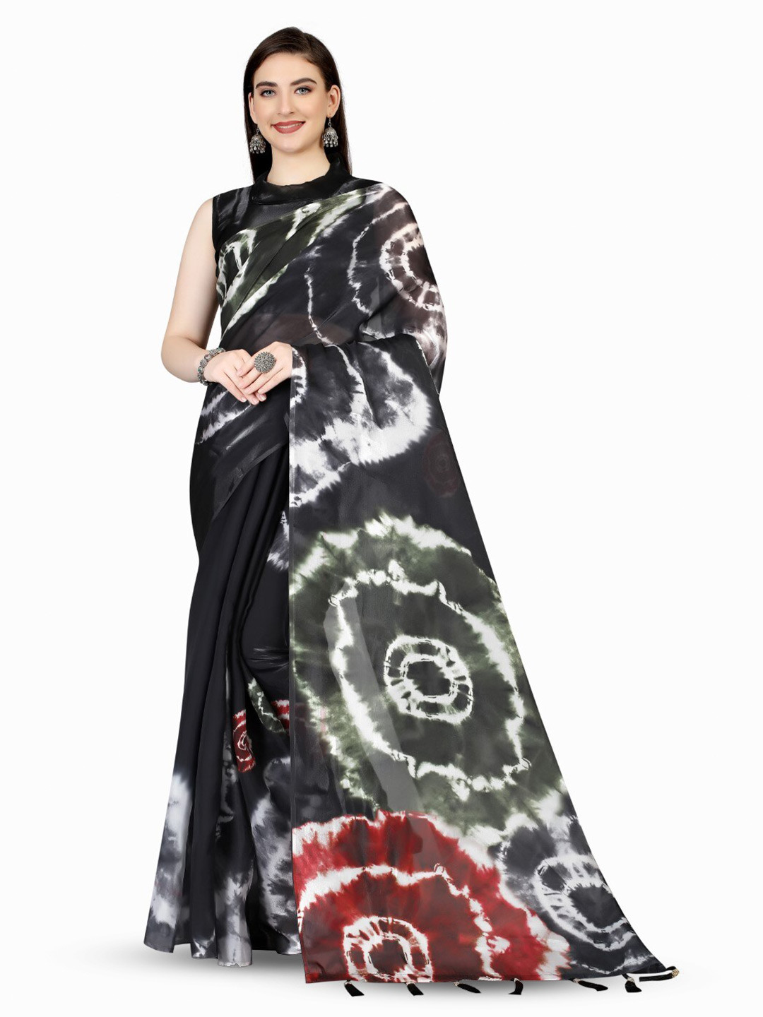 

ZEEPKART Woven Design Saree, Black